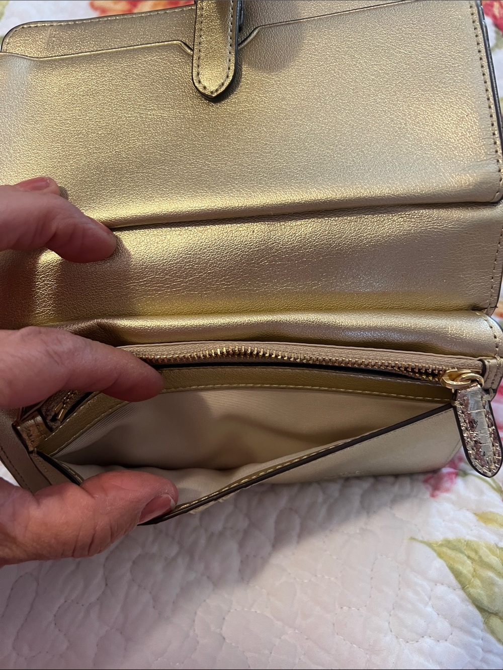 Ralph Lauren Metallic Gold Silver Wallet Wristlet with RL Logo - Picture 7 of 12